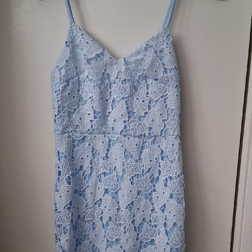 Light Blue Lace Dress. Size Small. Pit To Pit Is 15 Inches, Waist Is 26 Inches